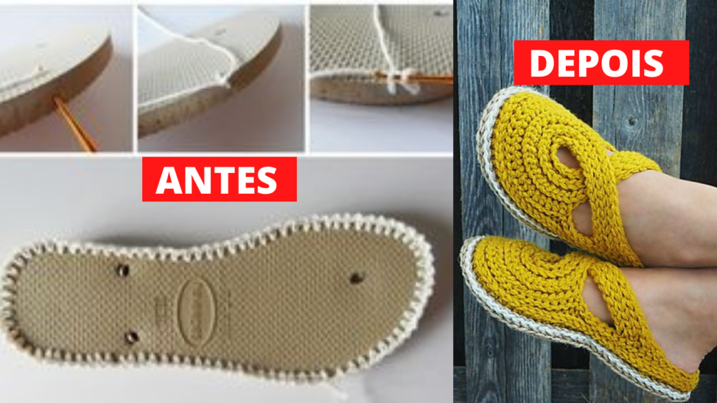 flow Civilize finger PASSO-A-PASSO Faça sapatilhas de crochê fechadas com sola de Chinelo. |  Portal do Crochê